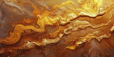 Golden abstract art with flowing patterns and textures highlighted by warm hues photo