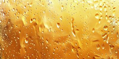 A refreshing glass of beer with bubbles against a vibrant orange background photo
