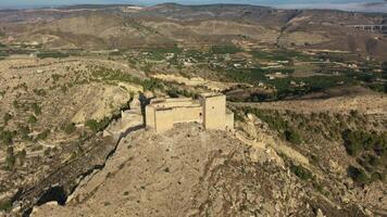 Aerial view of the impressive medieval castle of Mula, Region of Murcia, Spain video