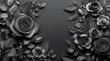 Elegant monochrome paper flowers arranged on a black background showcasing craftsmanship and detail photo