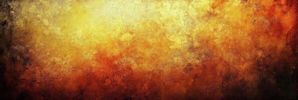 Abstract painting showcasing warm shades of gold and orange blending into a dark base color photo