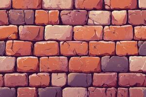 Colorful textured brick wall pattern with varying shades of red and brown in a rustic design photo