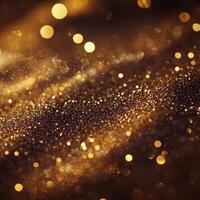 Shimmering golden sequins arranged together creating a sparkling texture on a surface photo