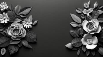 Elegant monochrome paper flowers arranged on a black background showcasing craftsmanship and detail photo
