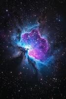 A stunning view of a vibrant nebula illuminated by distant stars in the vastness of space photo
