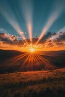 Golden sunrise illuminating clouds over a peaceful horizon at dawn photo