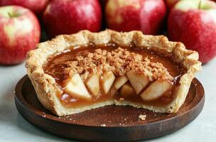Delicious homemade apple pie with crumble topping photo