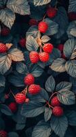 Fresh raspberries piled together in a vibrant arrangement highlighting their rich red color photo
