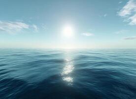 Calm ocean view under a bright sun with clear skies during midday photo