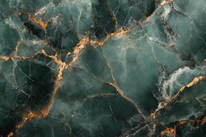 Elegant green marble texture with golden veins displayed in a natural stone format photo