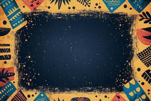 Colorful abstract border design showcasing vibrant patterns and shapes on a dark background photo