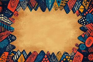Colorful abstract border design showcasing vibrant patterns and shapes on a dark background photo