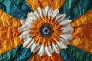 Indian flag with bright saffron, white, and green colors displayed during the day photo
