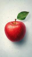 Fresh red apple with water droplets on a light surface showcasing its natural beauty photo