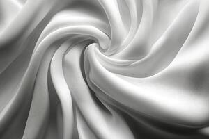 Smooth white fabric swirling in a spiral pattern with soft textures illuminated by gentle light photo