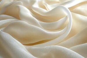 Smooth white fabric swirling in a spiral pattern with soft textures illuminated by gentle light photo