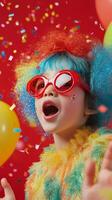 Celebrating joy with colorful confetti and playful balloons at a vibrant party event photo