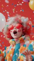 Celebrating joy with colorful confetti and playful balloons at a vibrant party event photo