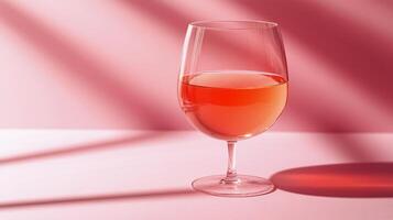 A sparkling glass of ros wine on a table with soft light and gentle shadows in the background photo