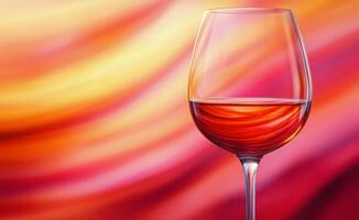 Elegant glass of red wine against a colorful blurred background during a sunset setting photo