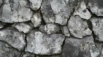 Close-up of a Cracked and Weathered Stone Wall photo