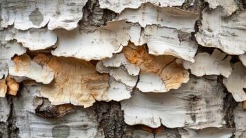 Close-up of a birch tree trunk with peeling bark photo