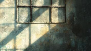 Sunlight Streaming Through a Window on a Distressed Wall photo