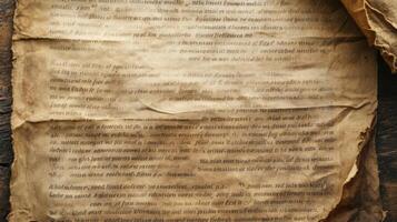 Close-up of a Fragile, Aged Manuscript Page with Handwritten Text in Black Ink photo