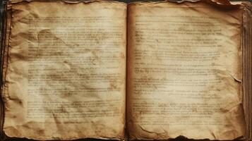 Open Book with Aged Pages and Text in an Unknown Language photo