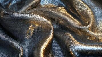 Close-up of Draped Metallic Fabric with a Textured Surface photo
