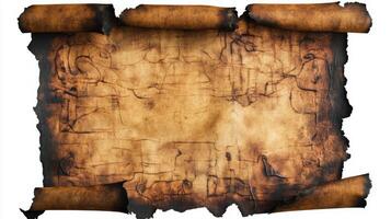 Burned and Rolled Parchment Paper with Jagged Edges photo