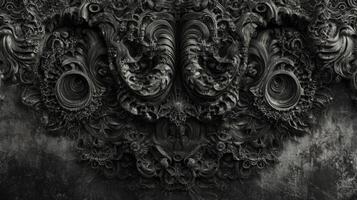 Intricate Black and White 3D Ornate Design photo