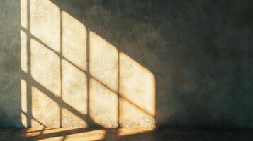 Window Light Casting Grid Pattern Shadows on Textured Wall photo
