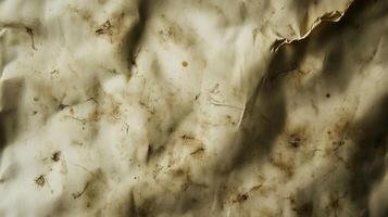 Close-up of a Crumpled, Stained, and Weathered Paper Surface photo