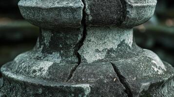 Close-up of a Cracked Stone Pillar with Weathered Surface photo
