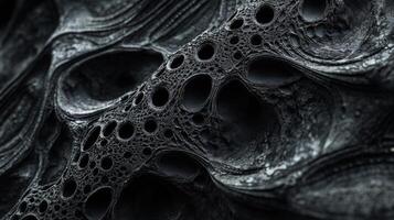 Abstract Black Surface with Circular Patterns and Textured Depressions photo
