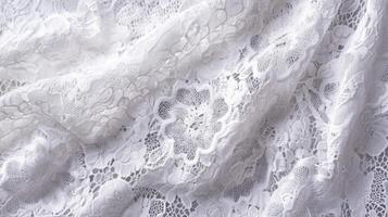 White Delicate Lace Fabric with Floral Patterns photo