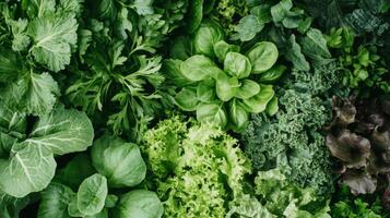 A Diverse Collection of Fresh Green Leafy Vegetables photo