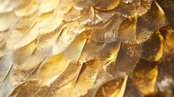 A Close-up of Golden Feathers with Detailed Texture photo