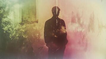A Silhouette of a Man in a Blurry, Abstract Background photo
