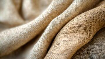 Close-up of Folded Burlap Fabric with Intricate Weave photo