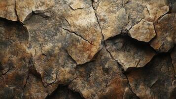 Close-up of Cracked and Weathered Brown Rock Surface photo