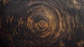Dark Wood Texture with Concentric Circles and Golden Sheen photo
