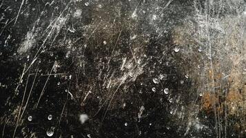 Scratched Black Surface with Water Drops photo