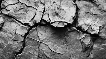 Cracked and weathered gray rock surface photo