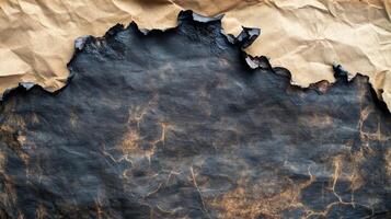 Burnt and Crinkled Paper with Charred Edges photo