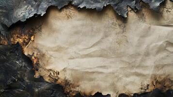 Burned Edges of Paper with Crumpled Texture photo