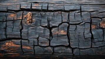Charred Wood Texture with Deep Cracks and Burned Edges photo