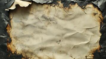 Burned Paper with Black Edges and Crinkled Texture photo