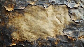 Burned and Torn Paper with Brown and Black Marks photo